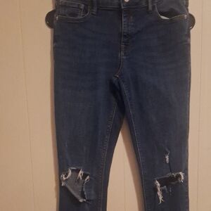 Distressed Blue Jeans
